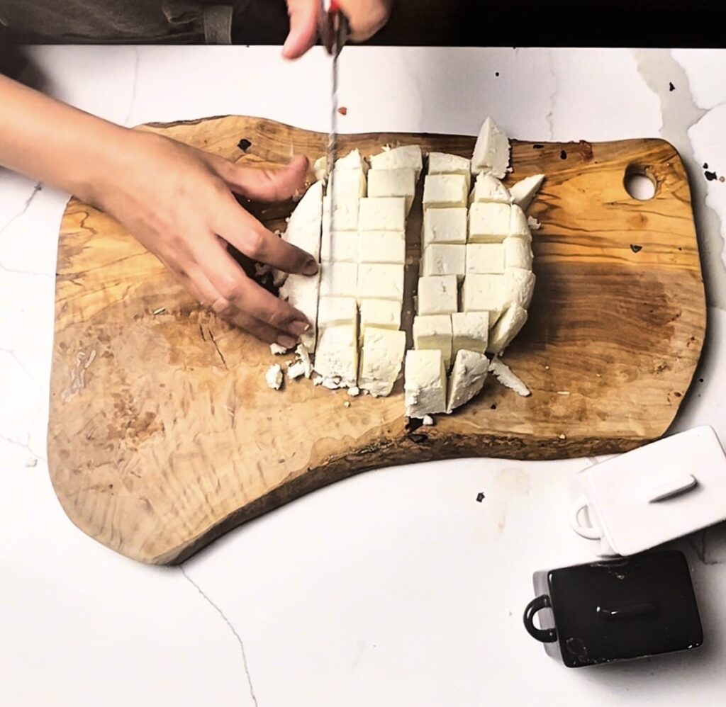 sliced cubes queso fresco