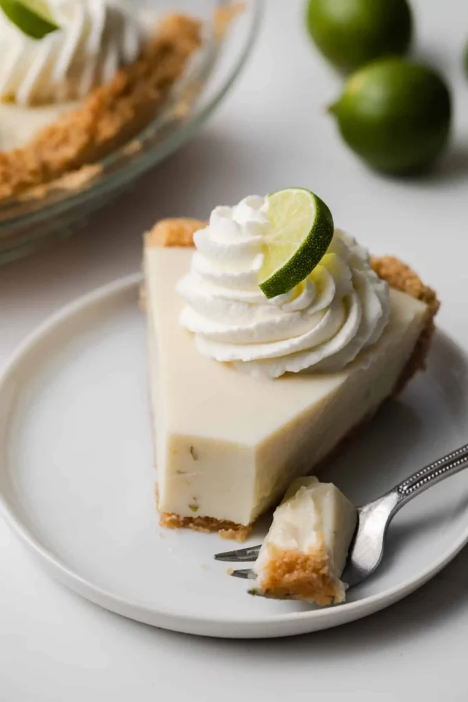 slice of key lime pie on plate